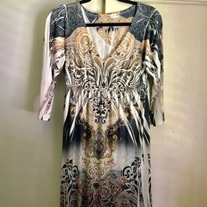 R. Rouge Black Multicolor Print & Rhinestones